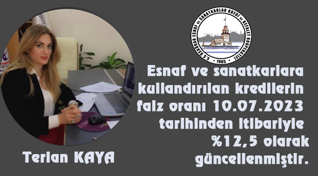 FAZİ ORANLARI %12,5 OLARAK GÜNCELLENDİ.